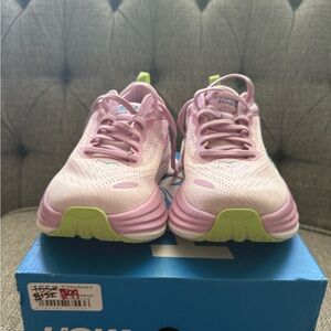Hoka bondi 8 Pink and Green Running Shoes